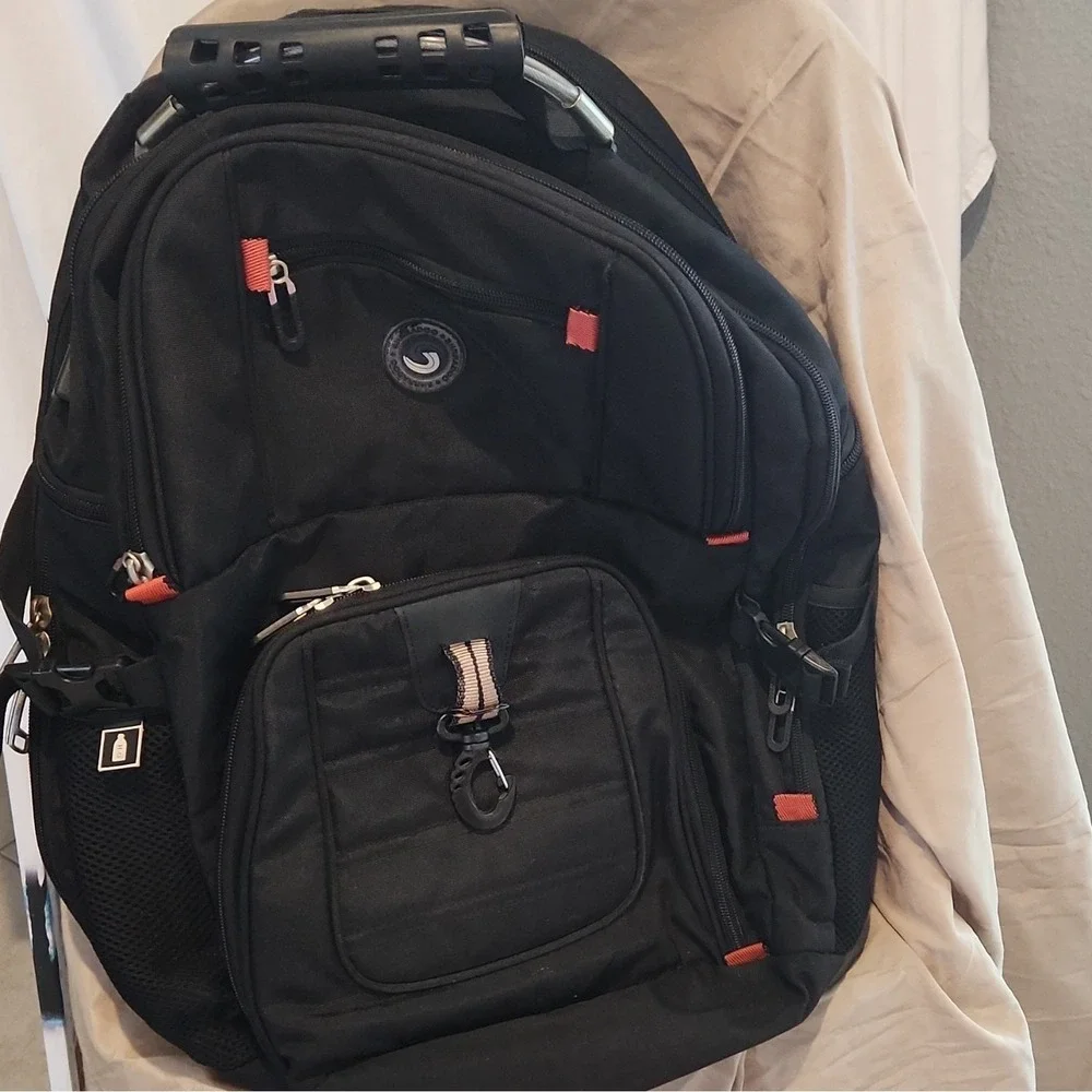 Shrradoo Padded Black Nylon Solid Laptop Backpack with Computer Compartment
